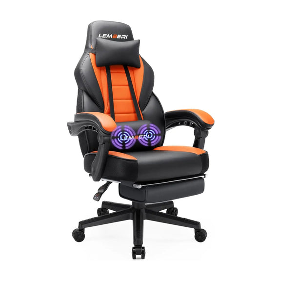 Lemberi ergonomic gaming chair with footrest, 400lb capacity, and adjustable backrest, perfect for adults and tall users.