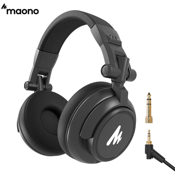 Maono MH601 Professional Studio Monitor Headphones with Detachable Cable and 50mm Drivers - Ideal for DJ, Studio, and Sound Monitoring.