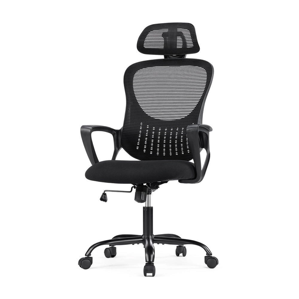 JHK ergonomic mesh office chair with adjustable headrest, lumbar support, and 360° swivel, ideal for home and office use.