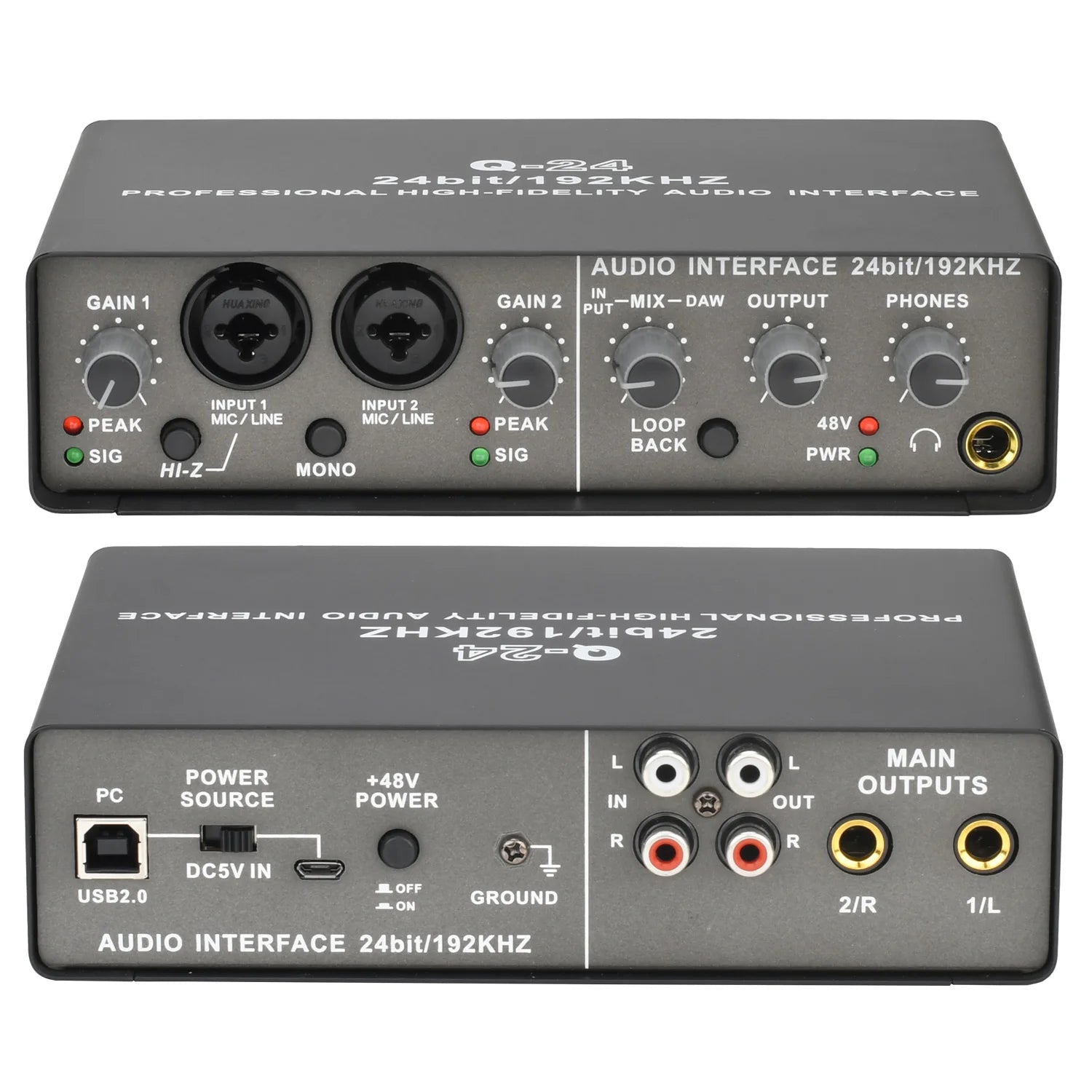 TEYUN Q24 Professional Audio Interface for guitar and vocal recording, portable sound card for studio use