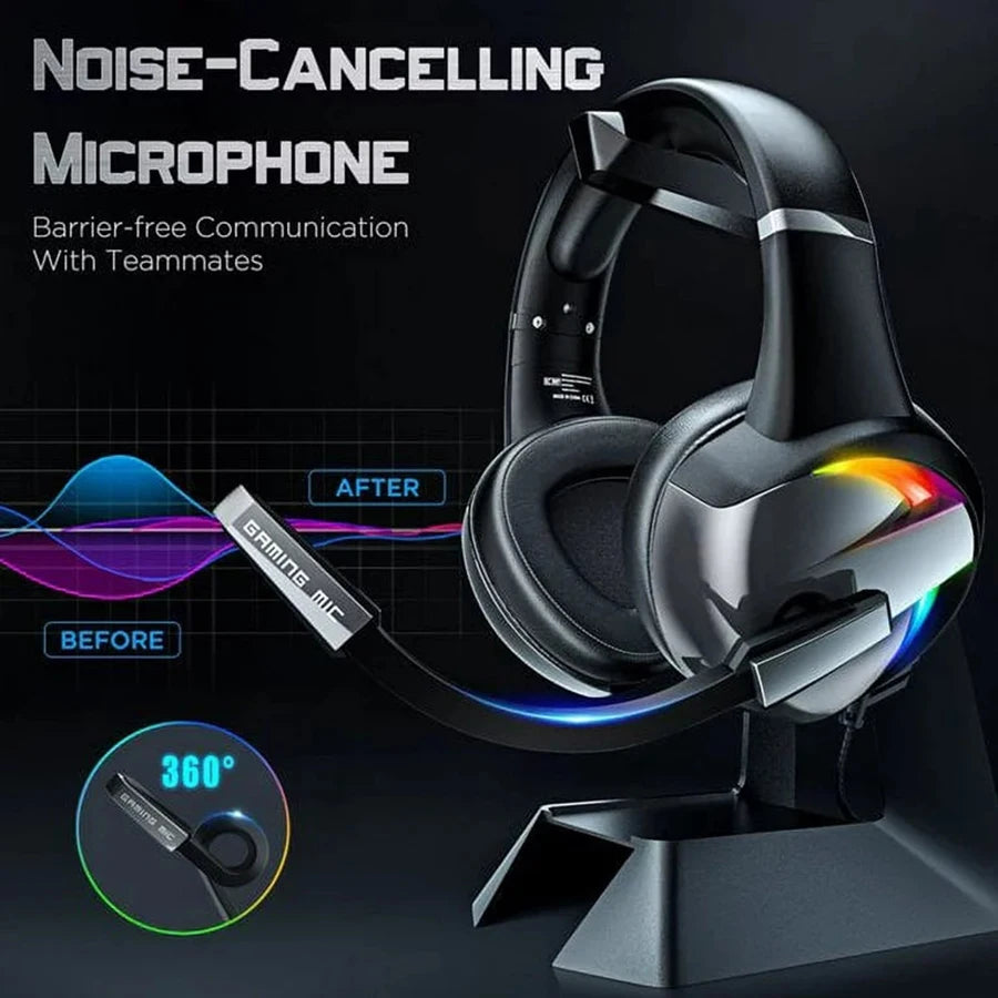 SEENDA RGB Gaming Headset with 50mm drivers, noise-canceling mic, and RGB lighting for an immersive gaming experience