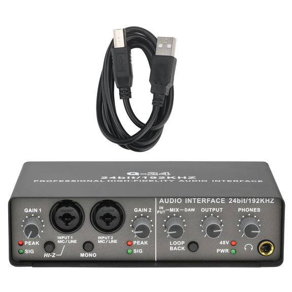 TEYUN Q24 Professional Audio Interface for guitar and vocal recording, portable sound card for studio use