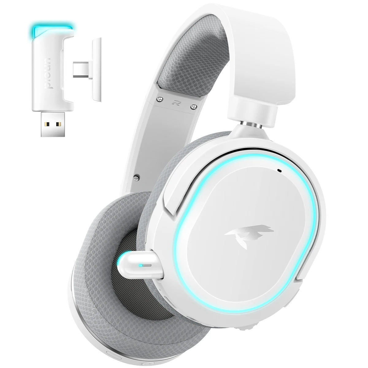 Picun G2 wireless gaming headset with 7.1 surround sound, low latency, retractable ENC mic, and multi-platform support