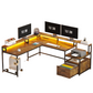 OEIN L-Shaped Gaming Desk - File Drawer, LED & Monitor Stand