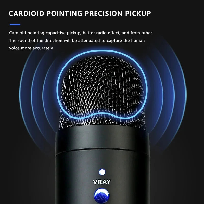 USB Desktop Noise Reduction Condenser Microphone for online lessons, gaming, and conferences on PC