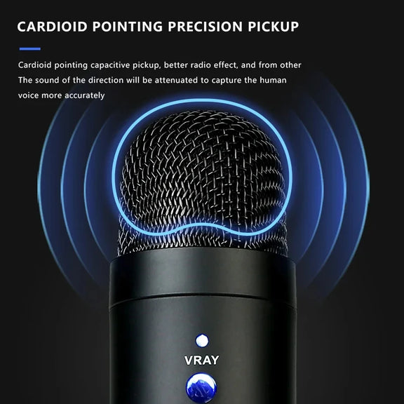 USB Desktop Noise Reduction Condenser Microphone for online lessons, gaming, and conferences on PC