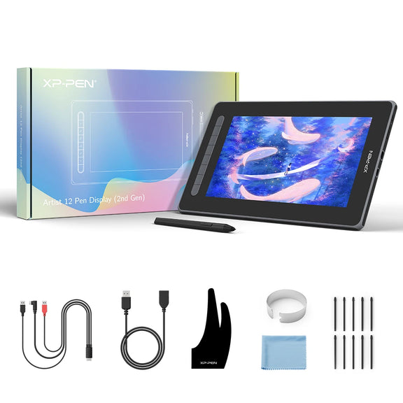 XP-Pen Artist 12 (2nd Gen) graphic tablet with X3 stylus and vibrant full-laminated display.