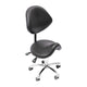 Height adjustable rolling saddle stool with wheels and backrest, 360° swivel for ergonomic seating