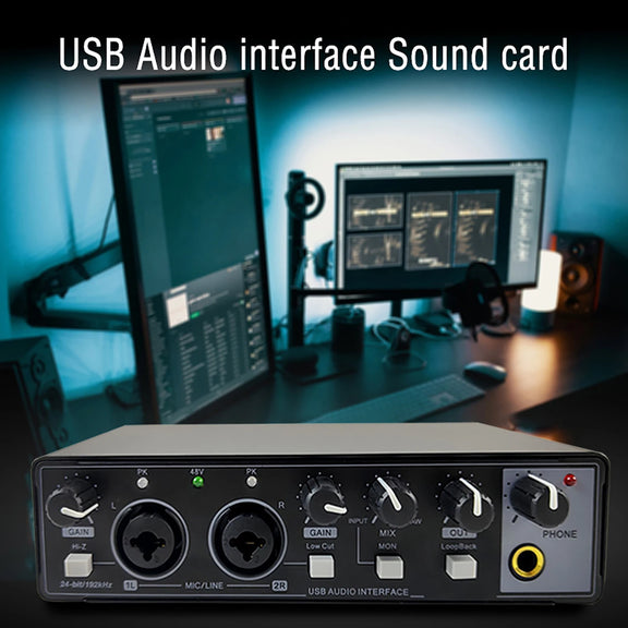 YESSKO USB Audio Interface with 24-bit/192 kHz resolution, loopback, and zero-latency monitoring for professional recording