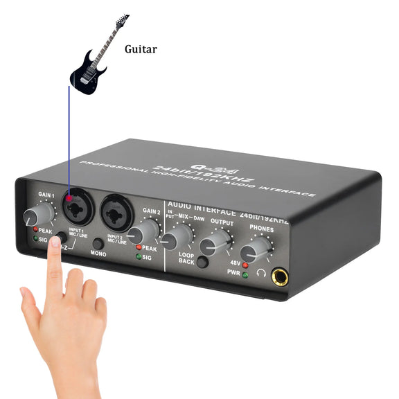 TEYUN Q24 Professional Audio Interface for guitar and vocal recording, portable sound card for studio use