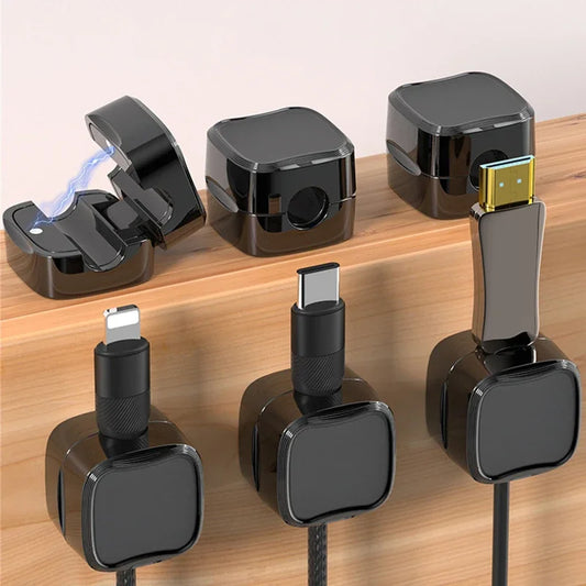 Magnetic cable organizer clip for neat and hassle-free cable management, made from durable ABS material.