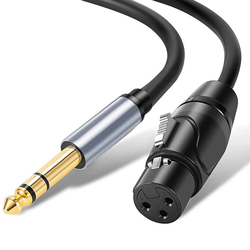 3.5mm to XLR 3-pin stereo audio cable, male to female adapter for microphone, computer, speaker connections