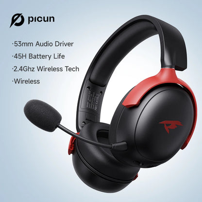 Picun G3 wireless gaming headset with 3D spatial audio, low latency, ENC mic, and multi-platform support