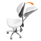 Height adjustable rolling saddle stool with wheels and backrest, 360° swivel for ergonomic seating