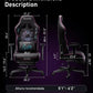 AutoFull C3 ergonomic gaming chair with footrest, lumbar support, and embroidered punk graffiti design