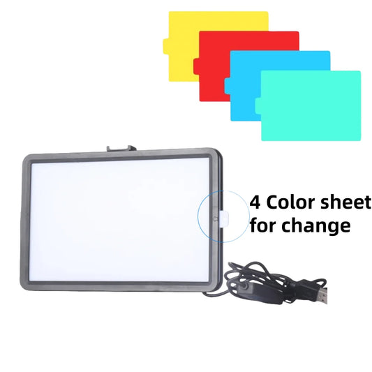 VeFly 8-inch LED fill light panel with RGB color filters for live streaming and photography lighting setup.