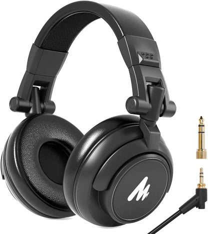 Maono MH601 Professional Studio Monitor Headphones with Detachable Cable and 50mm Drivers - Ideal for DJ, Studio, and Sound Monitoring.