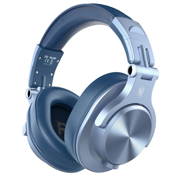 Oneodio Fusion A70 over-ear Bluetooth headphones with Hi-Res audio and dual-mode functionality.