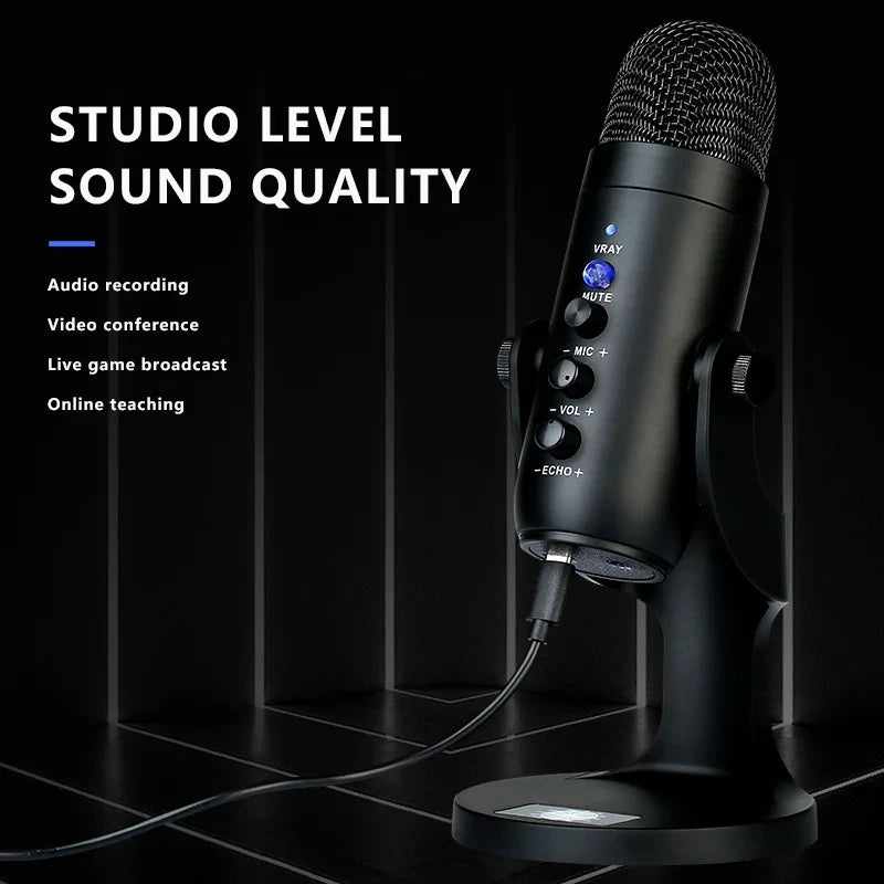 USB Desktop Noise Reduction Condenser Microphone for online lessons, gaming, and conferences on PC