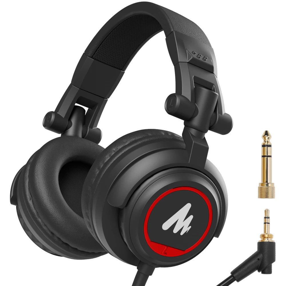 Maono MH601 Professional Studio Monitor Headphones with Detachable Cable and 50mm Drivers - Ideal for DJ, Studio, and Sound Monitoring.