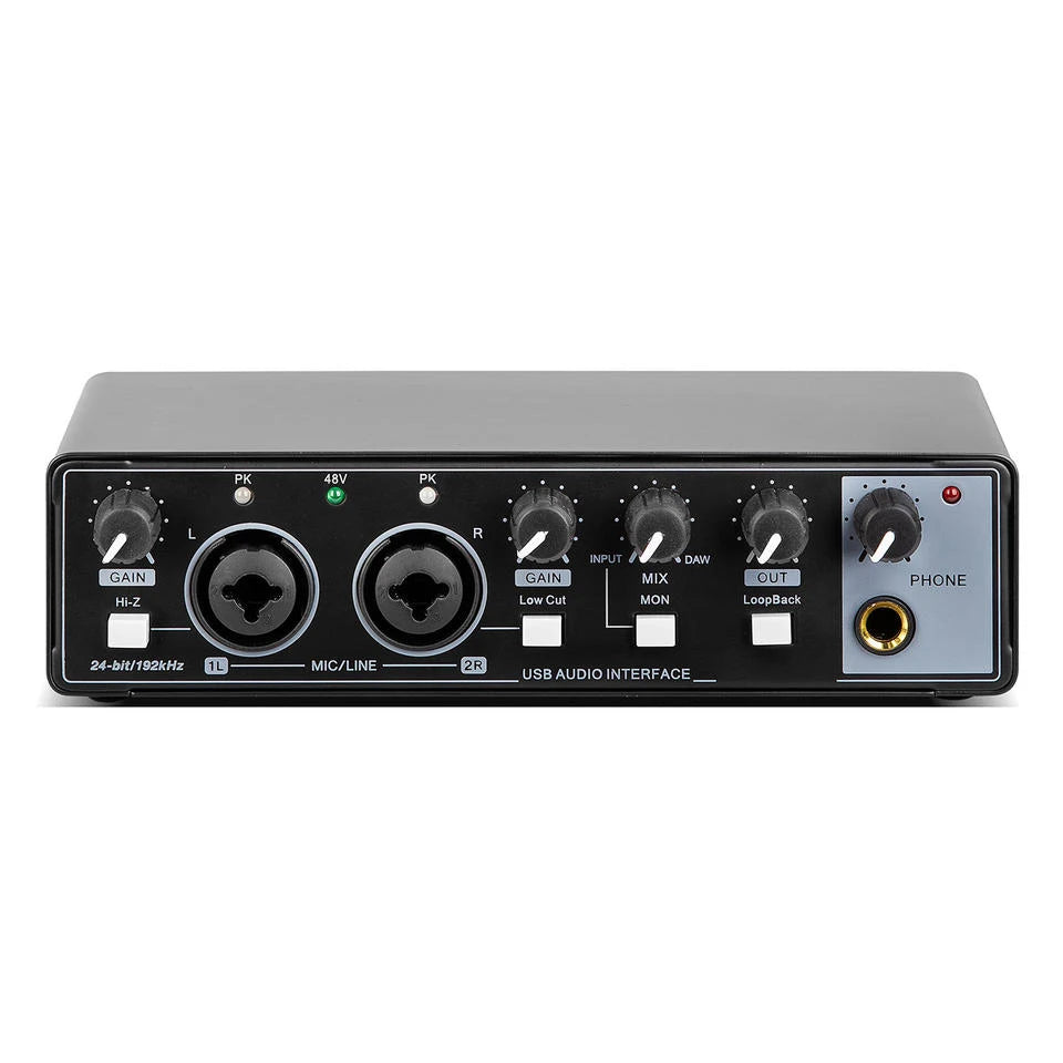 YESSKO USB Audio Interface with 24-bit/192 kHz resolution, loopback, and zero-latency monitoring for professional recording