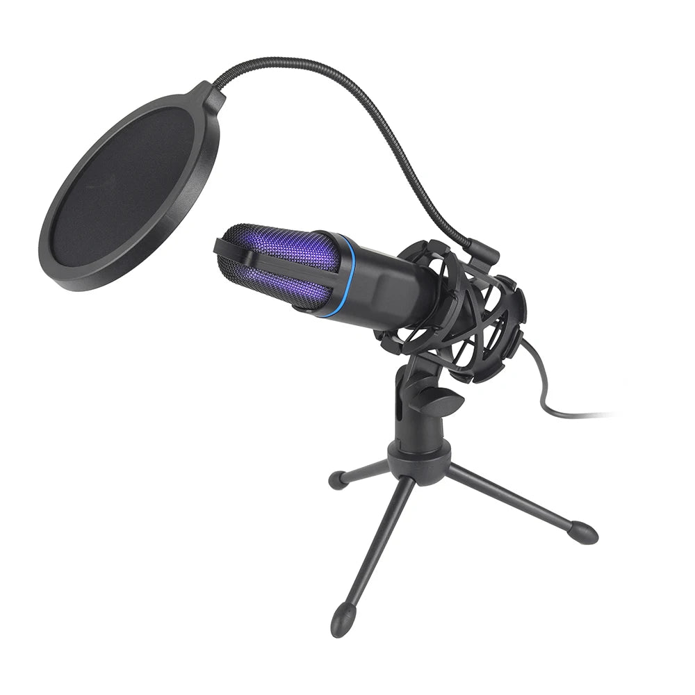 AOIEUUAI RGB USB Condenser Microphone for desktop, podcast, and streaming.