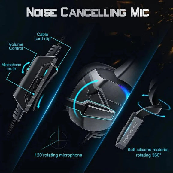 SEENDA RGB Gaming Headset with 50mm drivers, noise-canceling mic, and RGB lighting for an immersive gaming experience