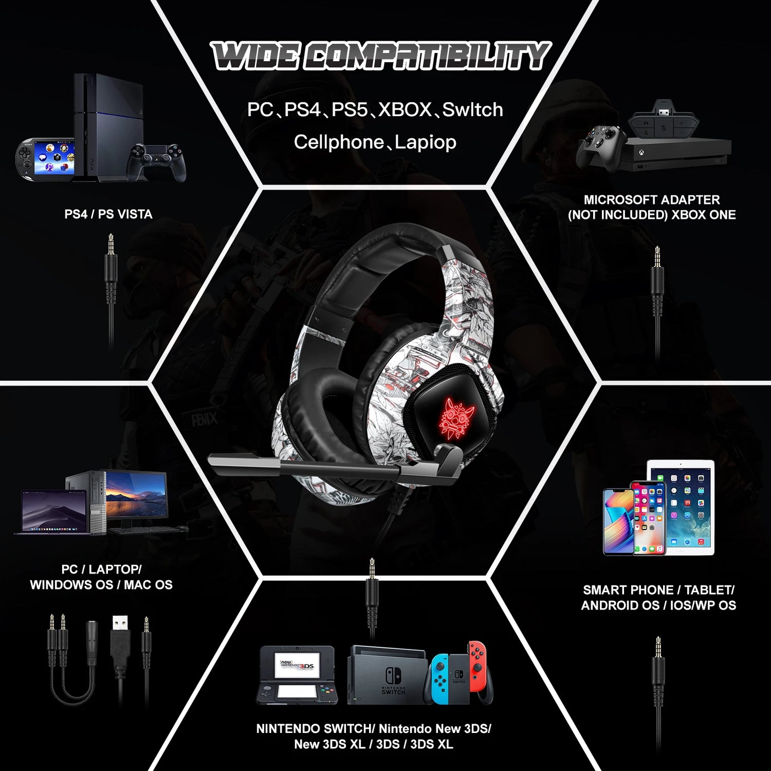 ONIKUMA K19 gaming headset with noise-canceling, built-in mic, and wired connection for immersive sound quality