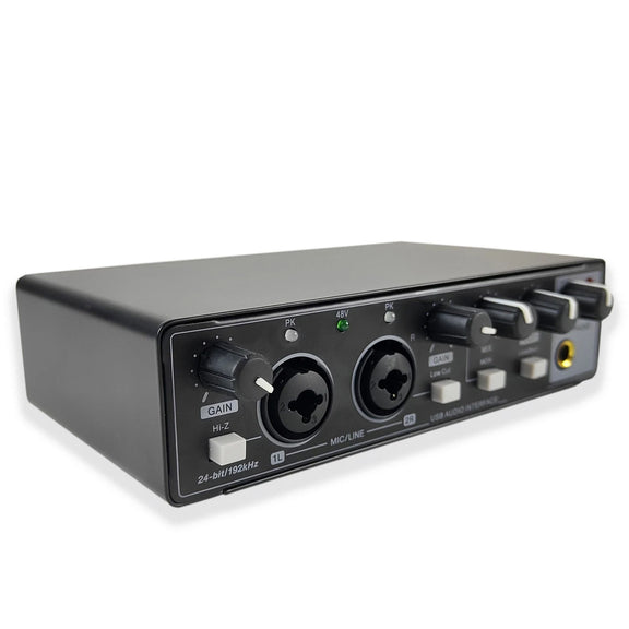 YESSKO USB Audio Interface with 24-bit/192 kHz resolution, loopback, and zero-latency monitoring for professional recording