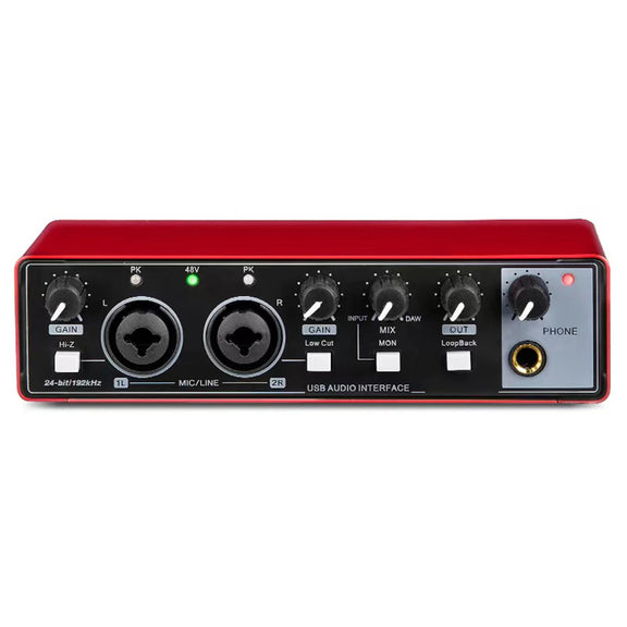 YESSKO USB Audio Interface with 24-bit/192 kHz resolution, loopback, and zero-latency monitoring for professional recording