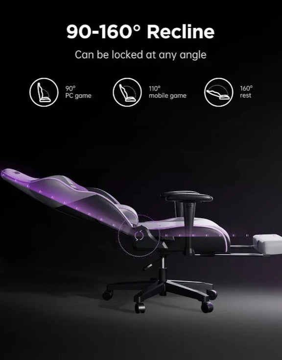 AutoFull C3 ergonomic gaming chair with footrest, lumbar support, and embroidered punk graffiti design