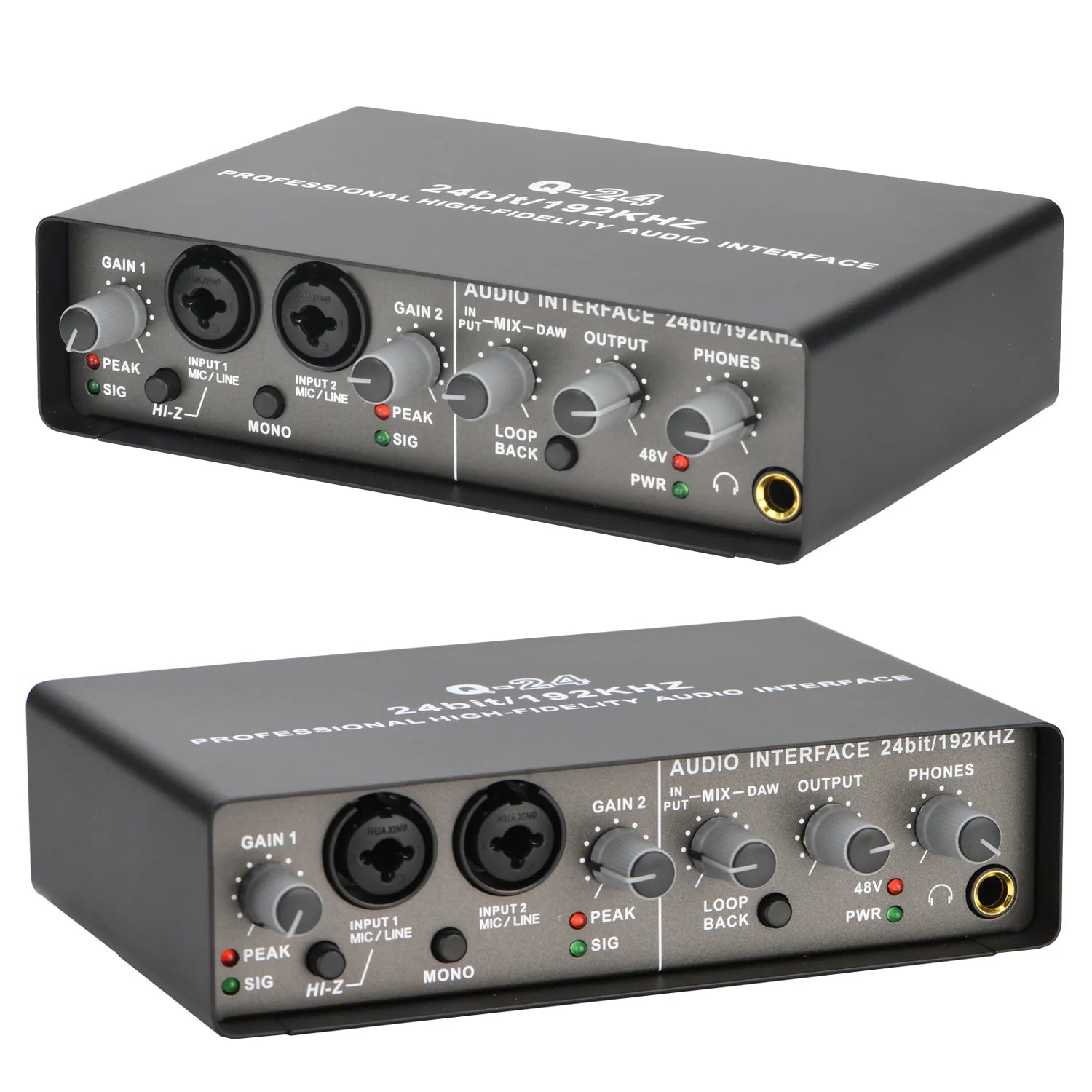 TEYUN Q24 Professional Audio Interface for guitar and vocal recording, portable sound card for studio use