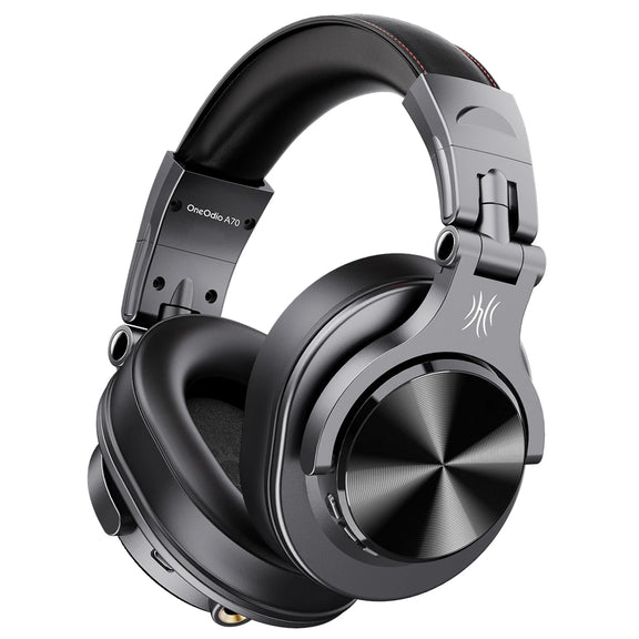 Oneodio Fusion A70 over-ear Bluetooth headphones with Hi-Res audio and dual-mode functionality.