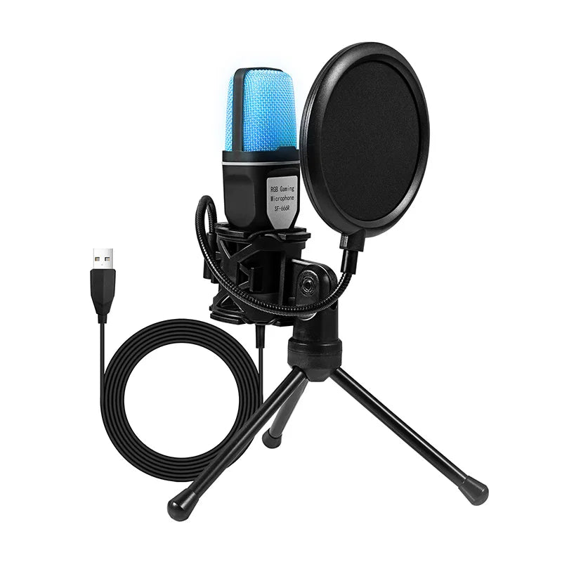 XMSJ SF666R RGB USB Condenser Microphone Kit for home studio, podcast, and streaming