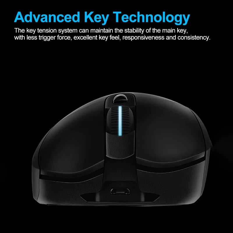 Logitech G703 LIGHTSPEED HERO Wireless Gaming Mouse with HERO 25K sensor and customizable RGB lighting.