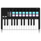 M-VAVE SMK-25 II MIDI Keyboard with 25 mini keys, 16 RGB backlit pads, and 8 assignable knobs for portable music production