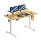 40-inch oak electric standing desk with adjustable height and memory buttons for ergonomic home office setup